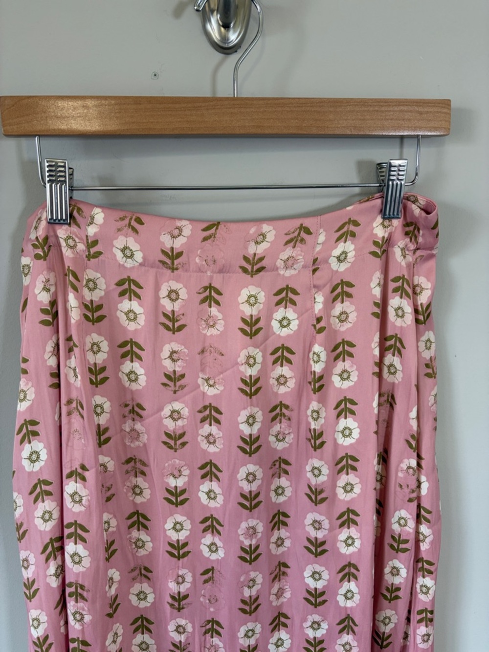 Free People Analise Printed Midi Skirt Pink Blush A Line High Rise Sz 12 NEW - Picture 8 of 16